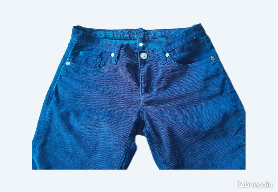 Pantalon velours Bérénice T S Bleu marine (image 5)
