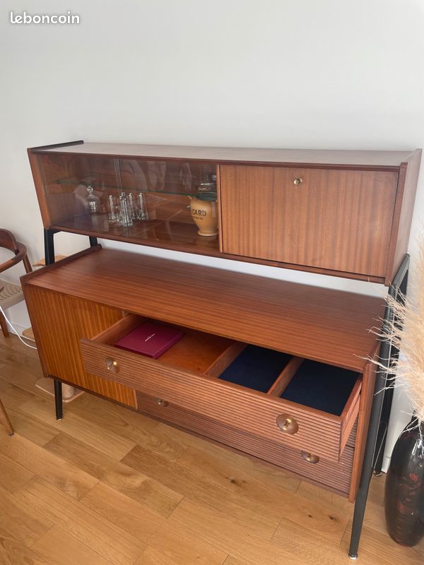 Meuble enfilade en bois années 1960 vintage scandinave (image 4)