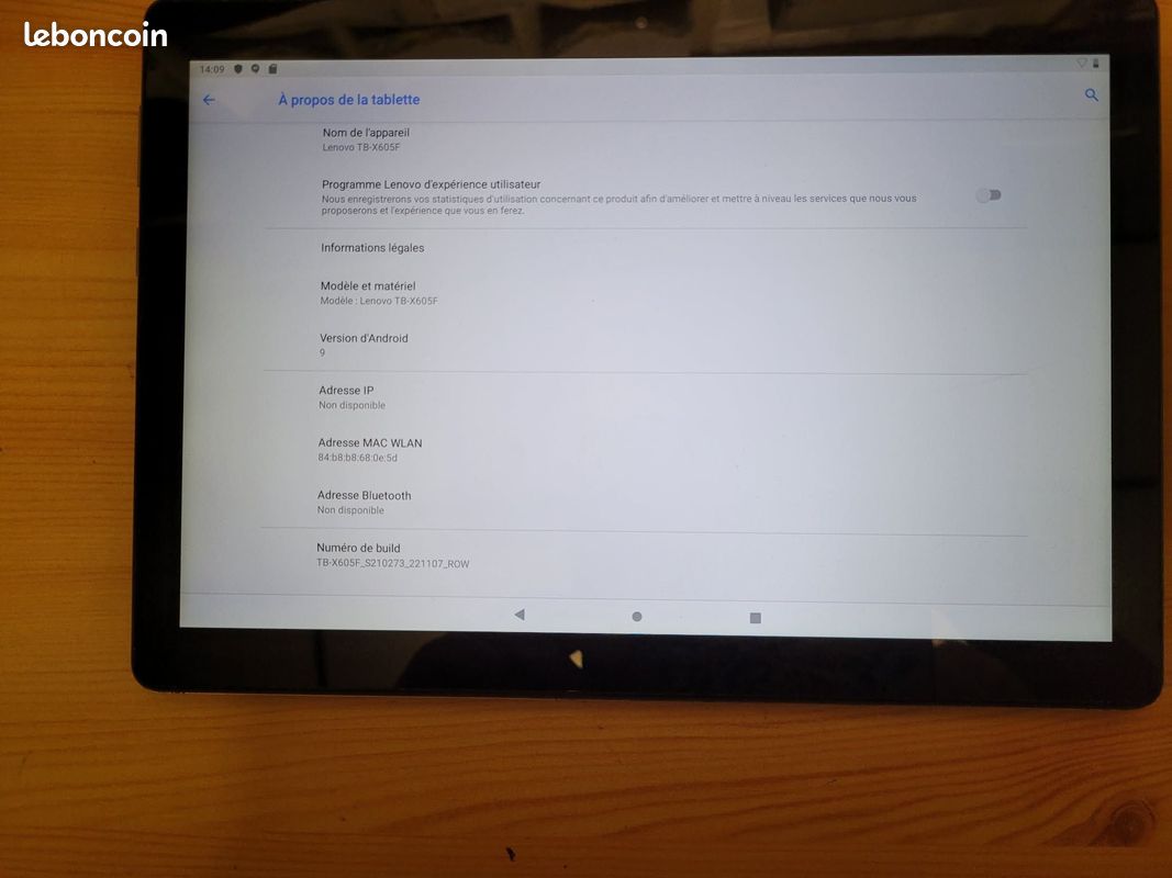 Tablette Lenovo Tab M10 TB-X605F – 10,1" – 32 Go – 3 Go RAM – Bon état (image 2)