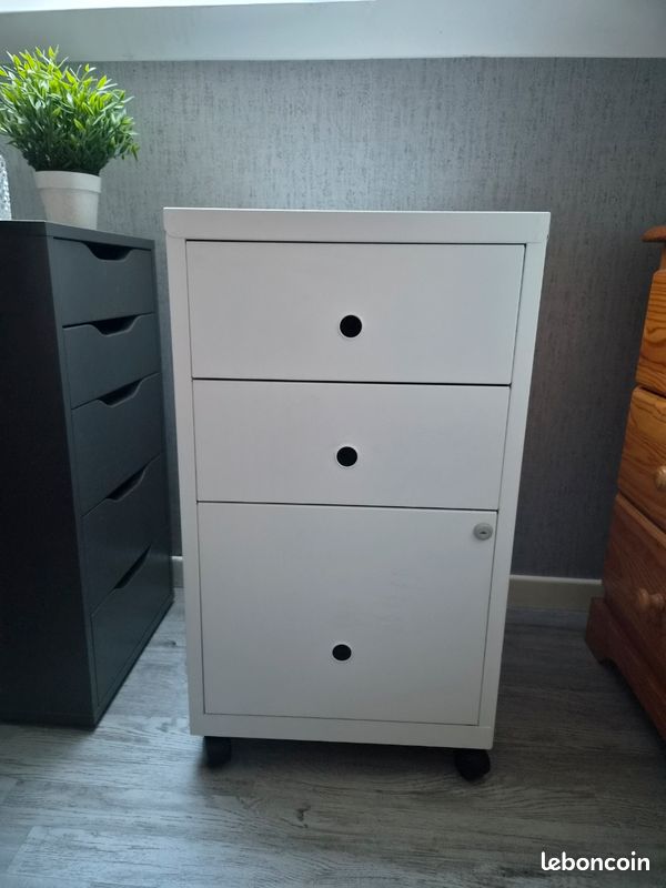 Caisson de bureau 3 tiroirs blanc BUT (image 1)