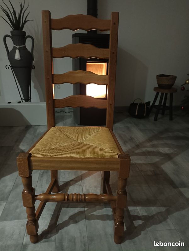 Chaise paille en bois chêne claire (image 2)