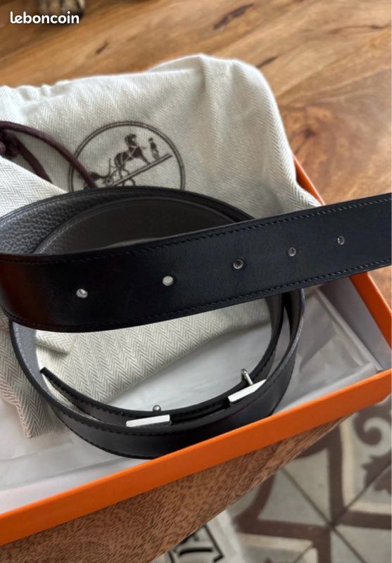 Ceinture En Cuir Hermès Etrivière Vintage - Taille 83-93 Cm (taille 90), Couleur Noire, Occasion