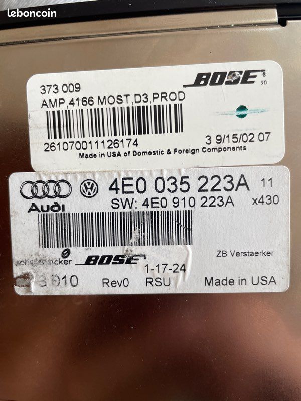 Ampli BOSE Audi A8 D3 4E0035223A (image 3)
