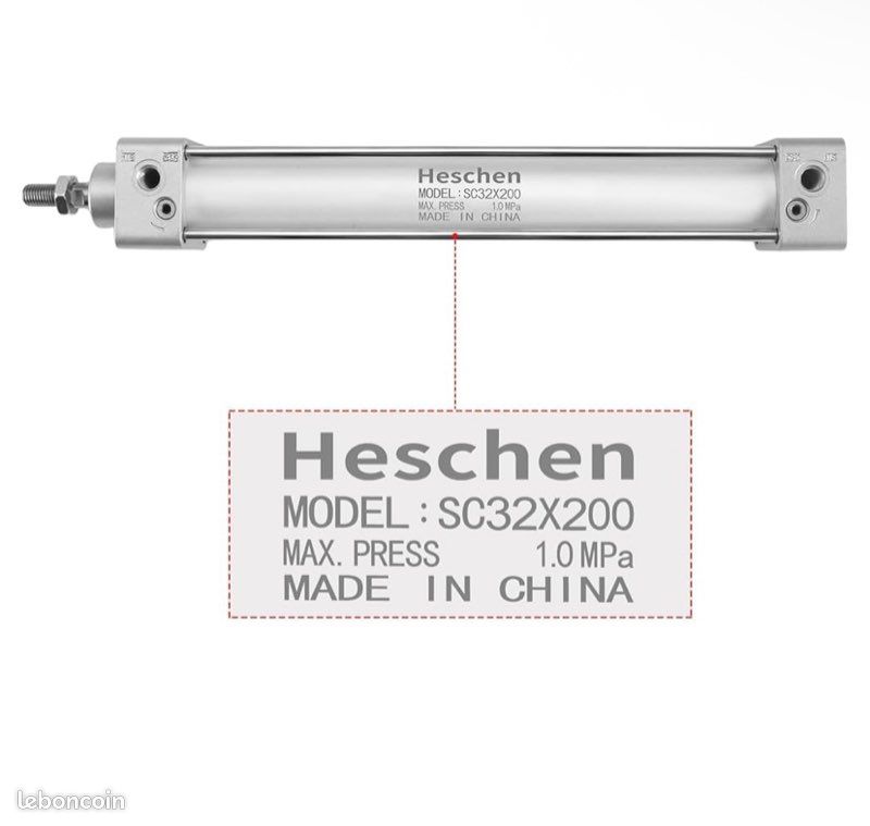 Heschen Vérin pneumatique Standard, SC 32-200, PT1/8" Port, Alésage 32mm, Course 200mm, Double effet neuf (image 7)