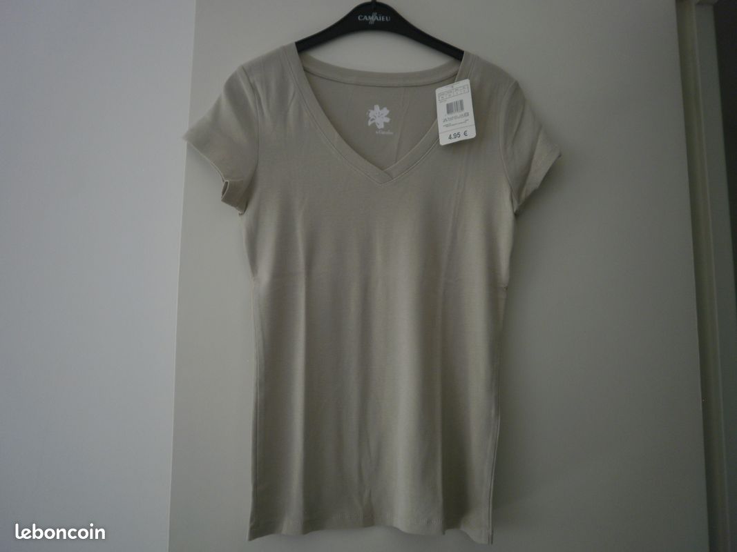 T shirt femme col v (image 2)