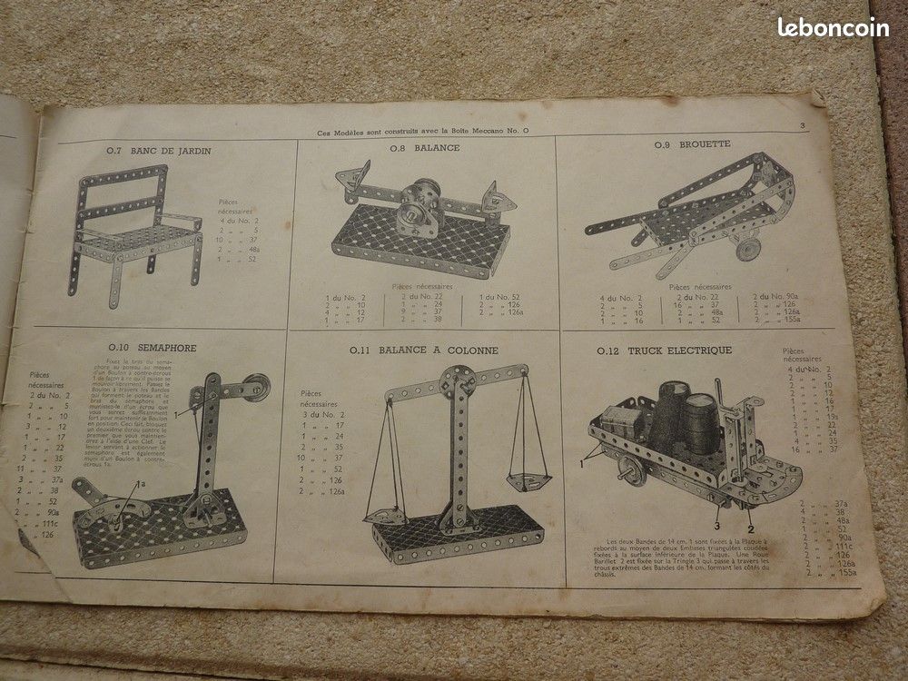 Notice D'instructions MECCANO – Boîtes 00 à 3 – N° 29A – Vintage