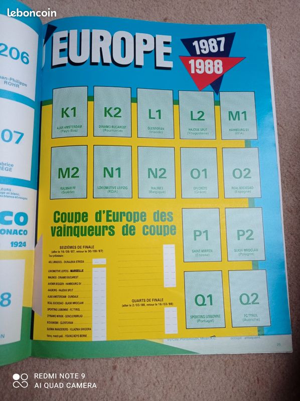 ANCIENNE IMAGE DE FOOT PANINI 88 1988 MAILLOT OGC NICE