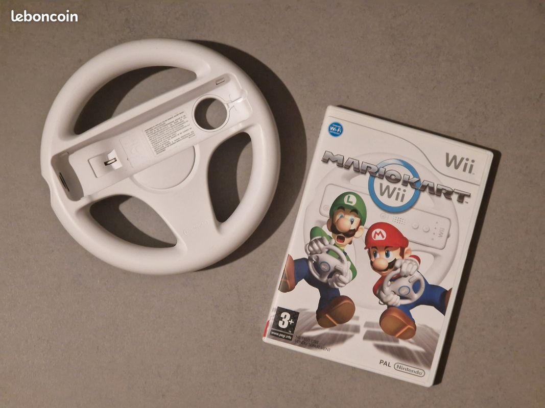 Jeu Wii Mario Kart + Volant - Complet, En Très Bon état
