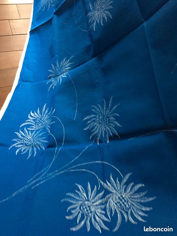 Nappe à broder 140 x 160 cm Coton bleu (image 2)