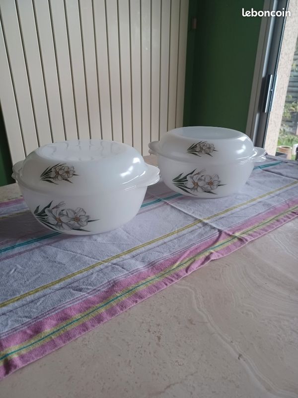 6 Coquetiers Arcopal fleuri vintage années 70