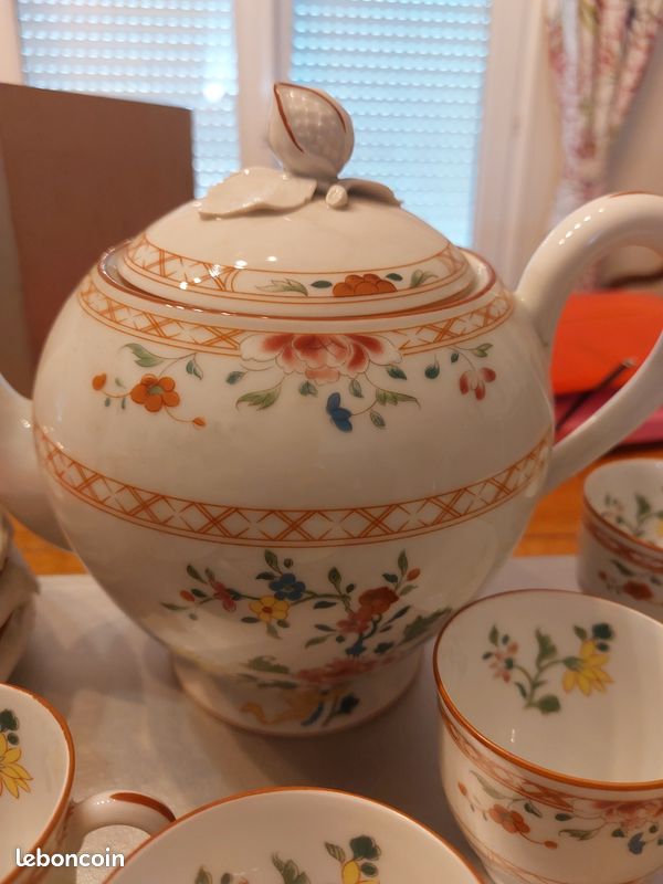Service à Café PUIFORCAT fabricé et décoré à Limoges Kai Fung chine 18eme siècle made in France 1 cafetière 6 tasses et sous tasses et 1 coupelle (image 5)