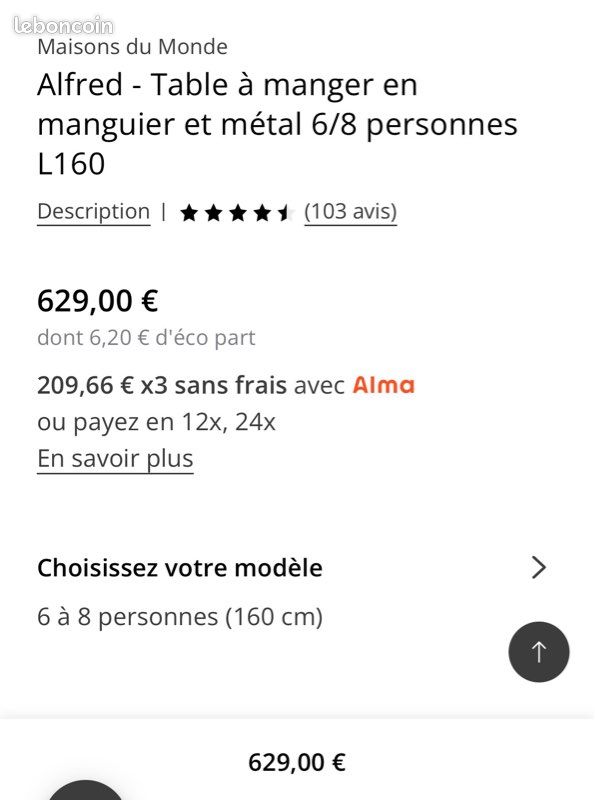 Table Alfred Maisons du monde (image 2)