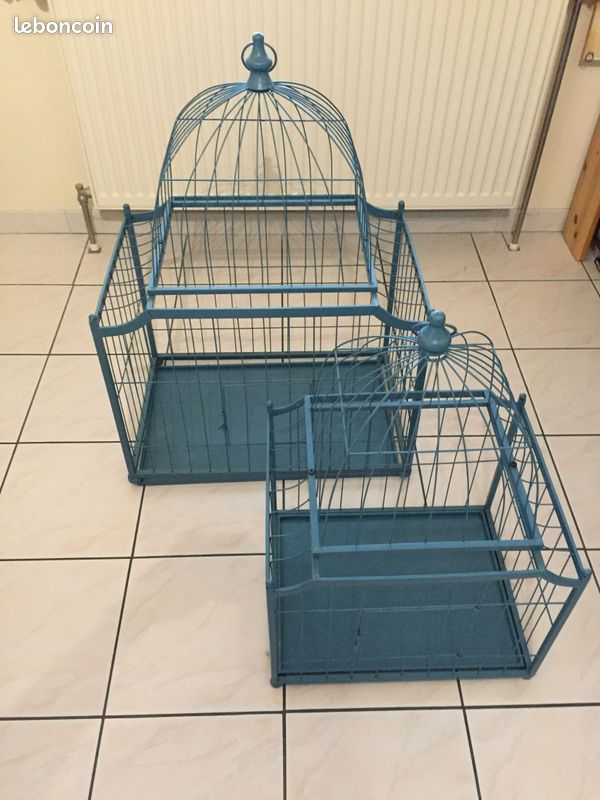 Cage à oiseaux de décoration coloris bleu grande taille (image 16)