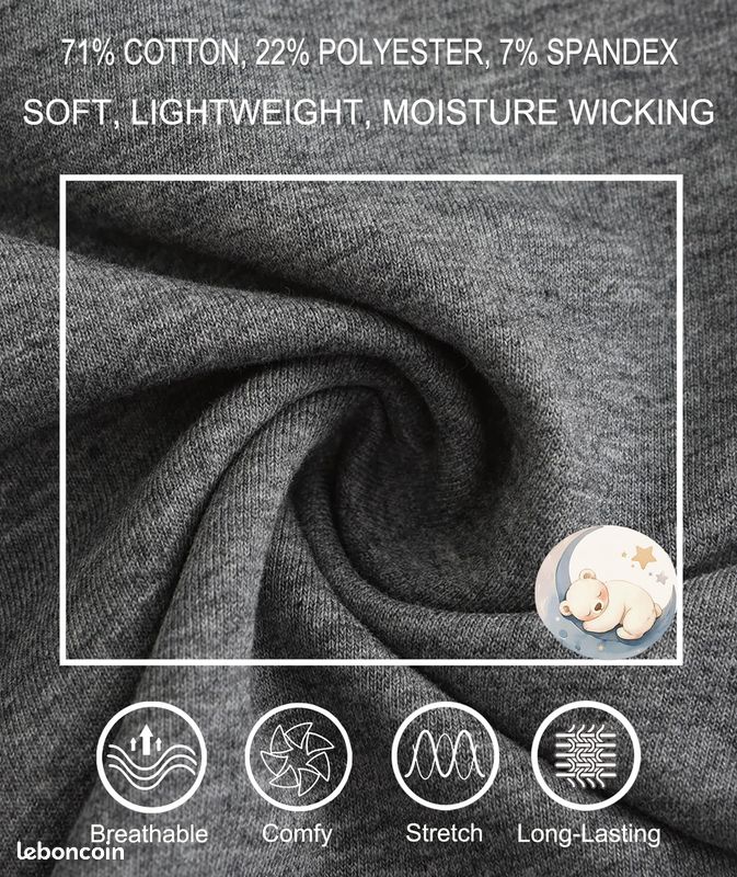 Pantalons de sport pour garçons, respirants – Gris XS (image 3)