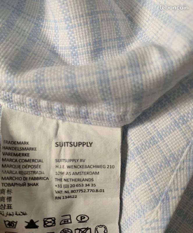 Chemise Suitsupply blanche à carreaux bleus neuve sans étiquette (image 12)