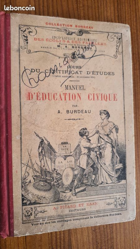 Manuel d'éducation civique par A.Burdeau - 2ème édition (image 1)