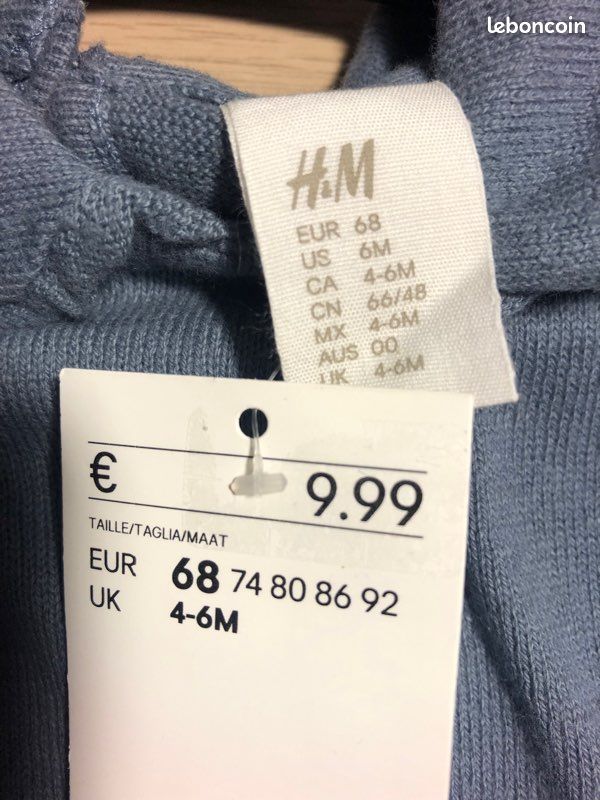 Pull bleu H&M, taille 68 cm/ 4-6 mois (image 4)