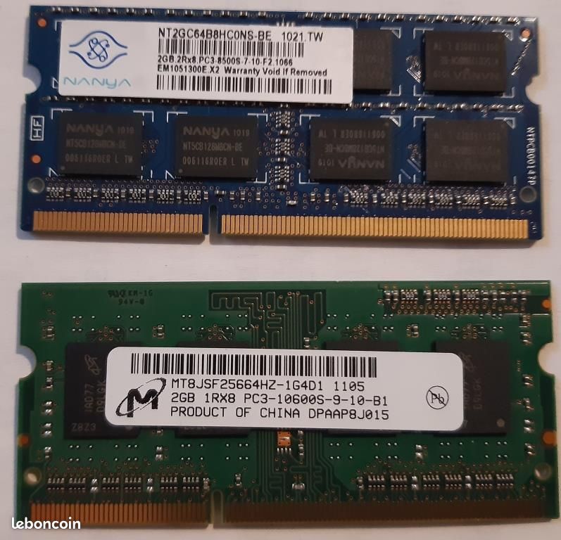 2 barrettes mémoire 2GB-PC3 (image 1)