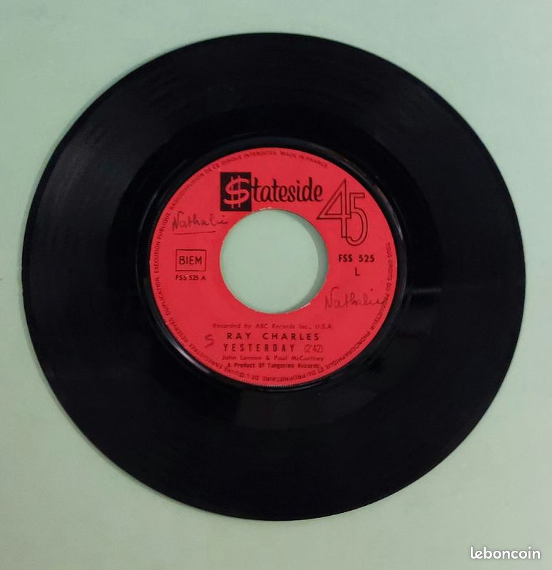 45T vinyle, Ray Charles "Yesterday" (image 3)