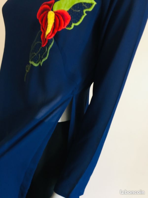 T 38 Magnifique et elegante cheongsam et qipao robe longue brodée asiatique avec pantalon neuve (image 11)