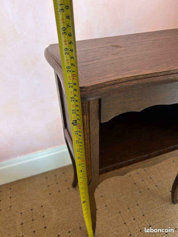 Table de chevet vintage en chêne – style Louis XV / campagne chic (image 7)