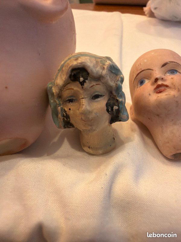 Tête De Poupée En Porcelaine Wiggins – Reproduction Frances Lynne, Yeux Bleus N°3