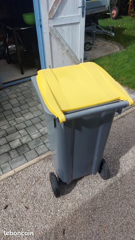 Bac de Tri Sélectif Jaune 120L Parfait État pour Tri Sélectif