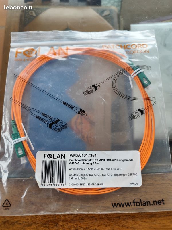Cordon fibre optique simplex Folan (image 1)