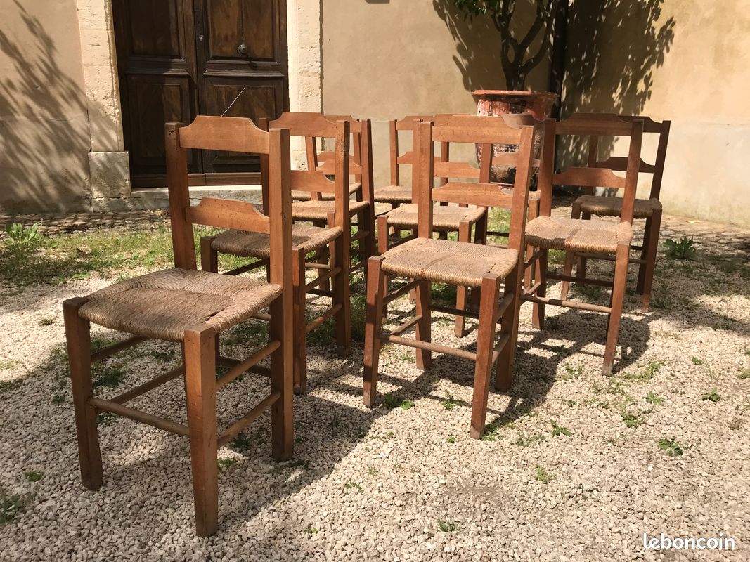 Lot de 10 chaises bois paille (image 2)