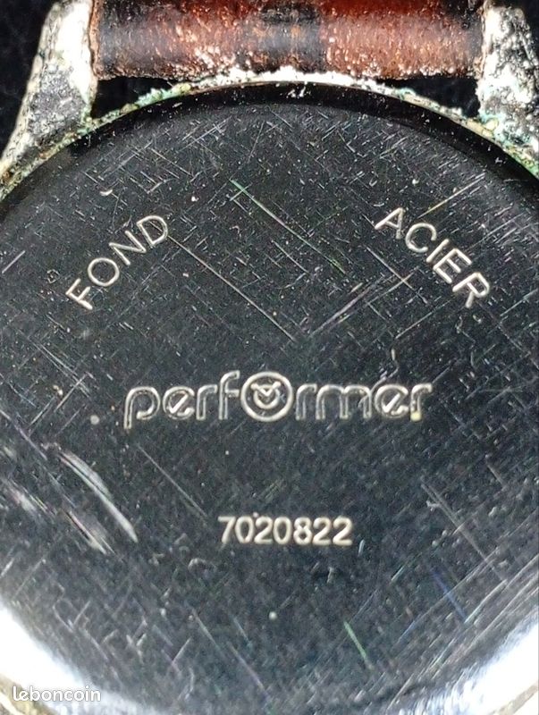 Montre Vintage WoMaGe NOS - Chiffres Romains, Boîtier Argenté 29mm, Bracelet Cuir - Avec Pile Neuve