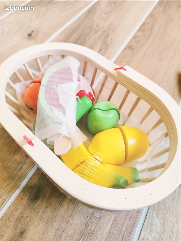 🍉Dinette panier corbeille avec fruits et légumes en bois à
