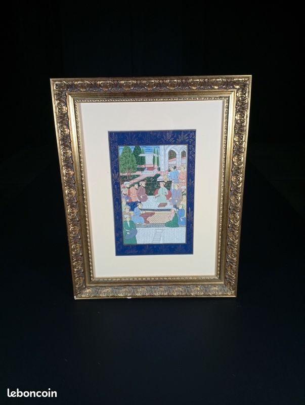 peinture sur soie - Scène de palais Moghol - auction online