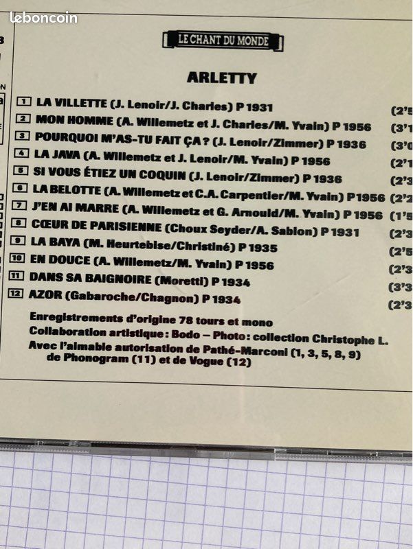 Arletty / cd de 12 chansons (image 2)