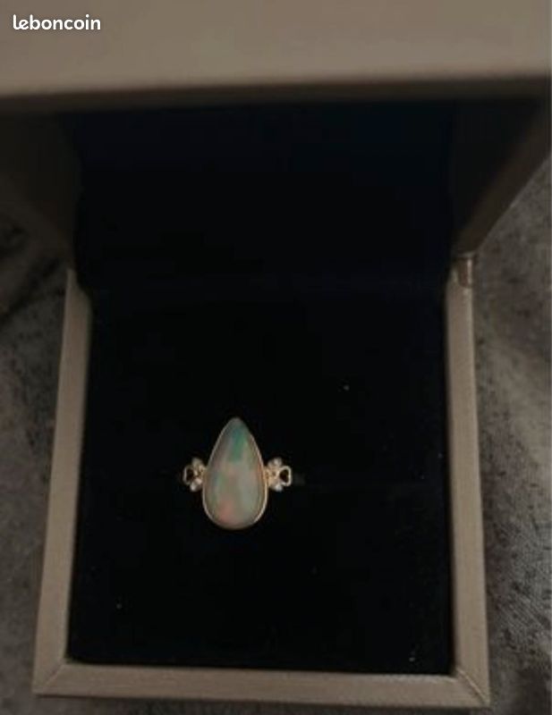 Bague en or 14k opale et diamant (image 5)