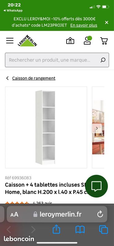 Caissons blanc + 4 tablettes (image 5)