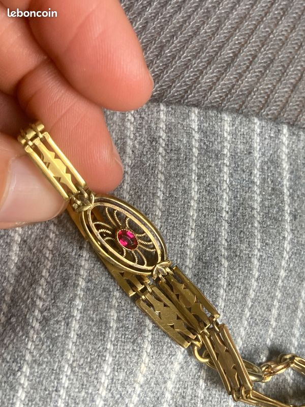 Bracelet Articulé Plaqué Or - Style Art Déco Années 40 - Bijou Vintage - Occasion - Sans Marque