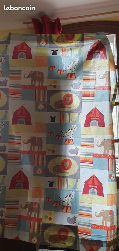 RIDEAU et 3 housses de coussin ENFANT CIRQUE (image 1)