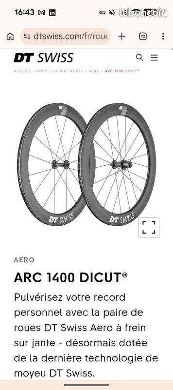 Roue aero DT SWISS ARC 1400 DICUT (image 7)