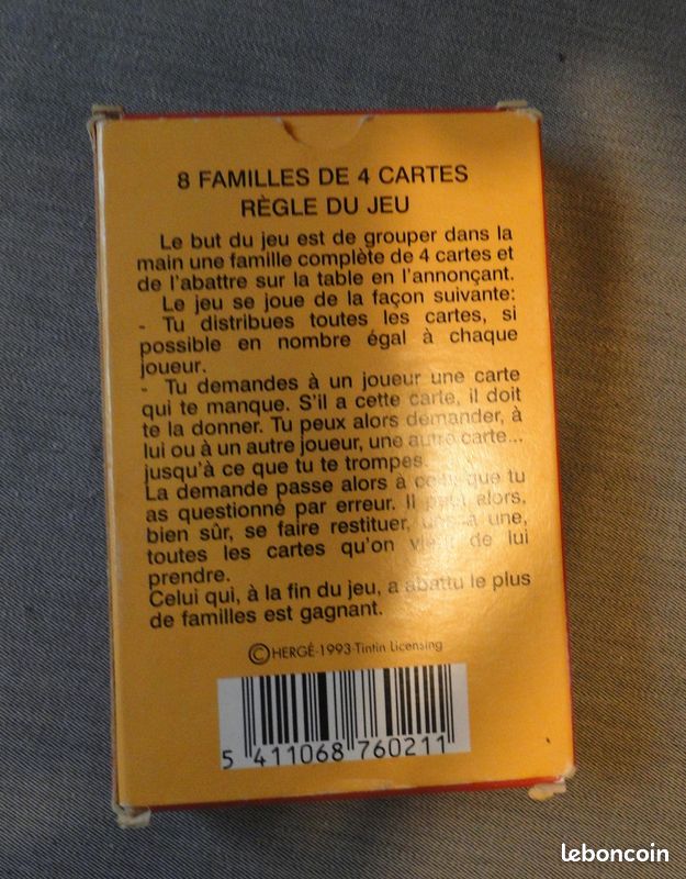 VINTAGE JEU DE 54 Cartes Tintin Rombaldi Heron Casterman Annees 80 EUR 19,00 - FR