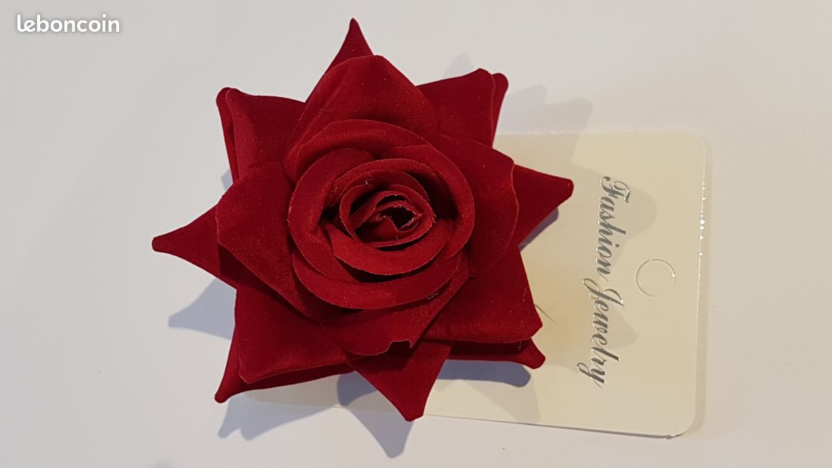Barrette à Cheveux Fleur en forme de Rose Rouge et roseB2 neuf (image 6)