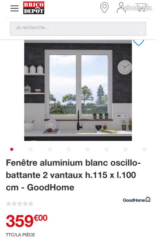 Fenêtre alu blanc oscillo-battante h.115 x l.100 cm - GoodHome (image 1)