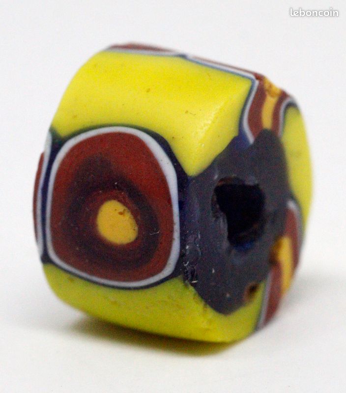 Ancienne Perle De Commerce – Verre Murano Millefiori – 8 Mm – Tube Multicolore