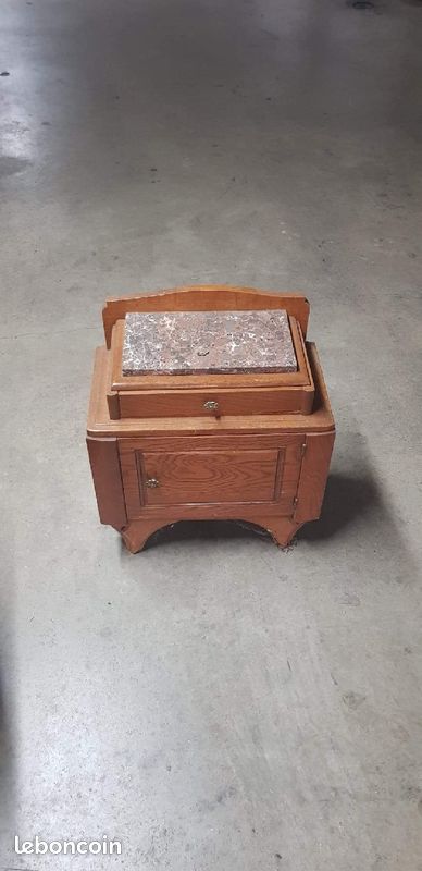 Table basse merisier marbre (image 1)