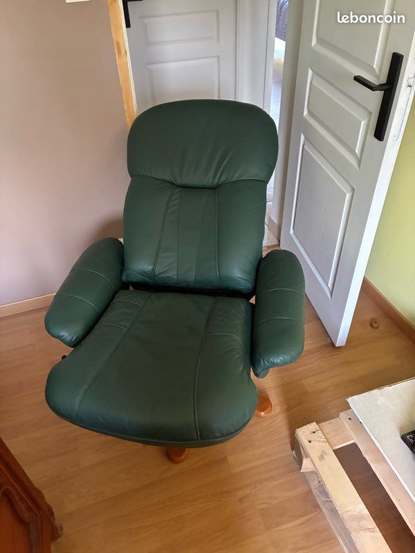 Fauteuil accoudoir en cuir vert (image 7)