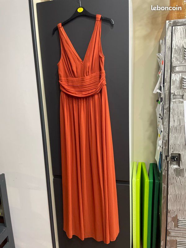 Robe été Be Beau Orange Et Noir Brodée - Taille 10, Neuve Sans étiquette, Doublée