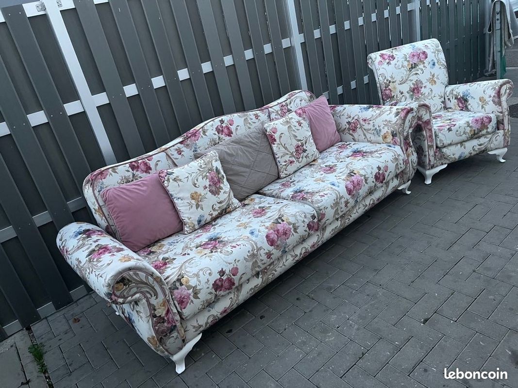 Canapé +fauteuil fleuri (image 3)