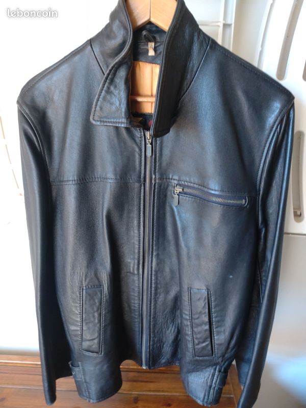 Blouson en cuir noir homme (image 4)