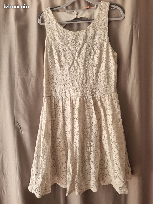 Robe blanche crème à dentelle ONLY T40 (image 1)