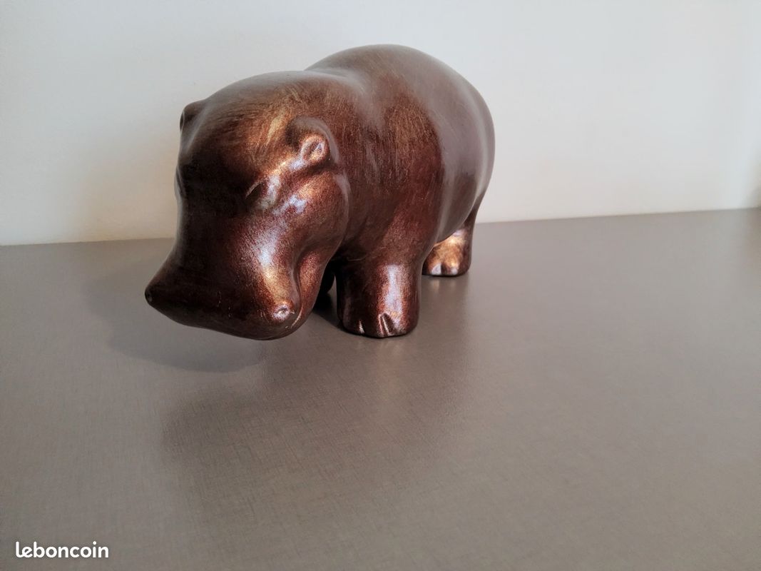 Sculpture hippopotame en céramique signé kostka rare (image 2)