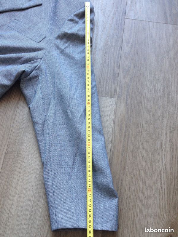 Veste de costume / Blazer vintage femme Marcelle Griffon – Laine peignée – Gris chiné (Taille 50 / Grande Taille) (image 12)